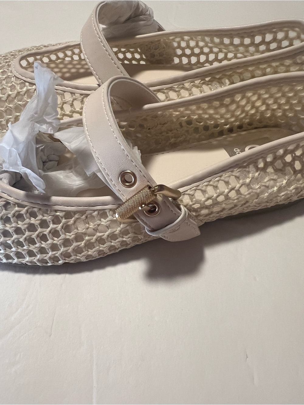 DV Dolce Vita Women's Mulaney Mesh Buckle Mary Jane Flats Ivory - Picture 5 of 8